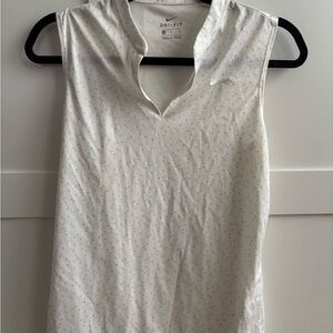 Nike Dri-FIT White Patterned Sleeveless golf shirt